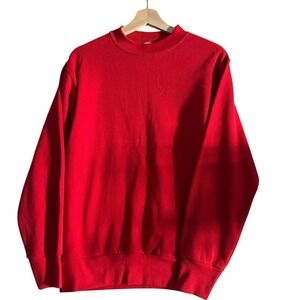 VTG Womens Red 90s Signal Mega Fleece Warm Athleisure Winter Sweatshirt Sz S
